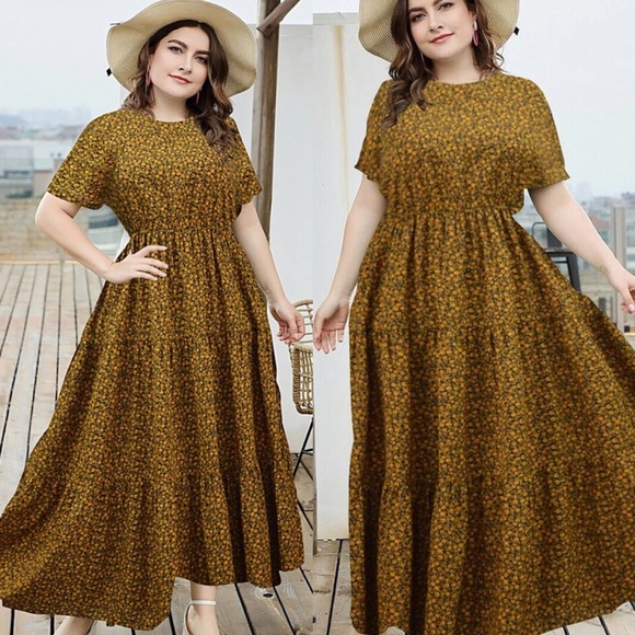 Boho plus size dot swing maxi dress - Picture 7 of 8